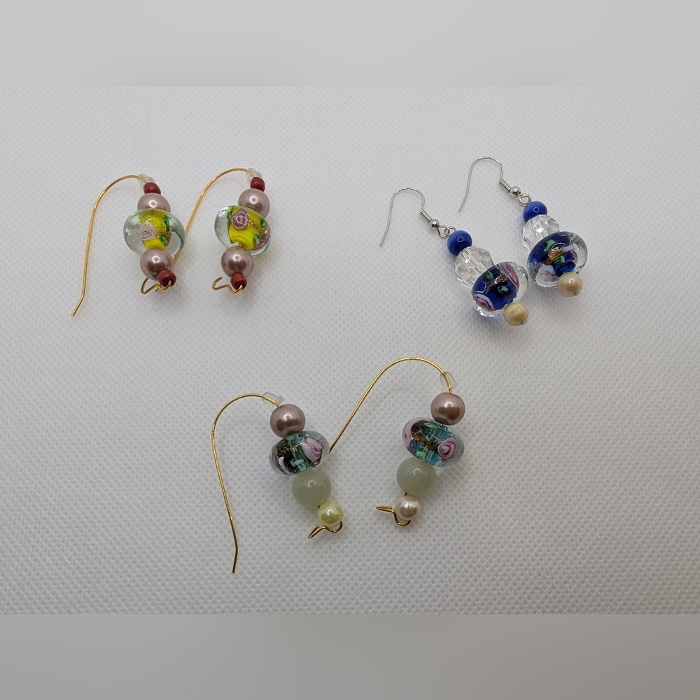 3/$20 Elegant Multicolor Beaded Handmade Earrings Set
